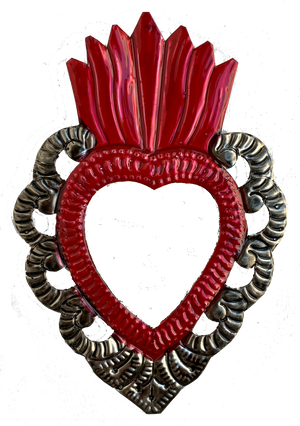 Espejo de hojalata en forma de corazón grande