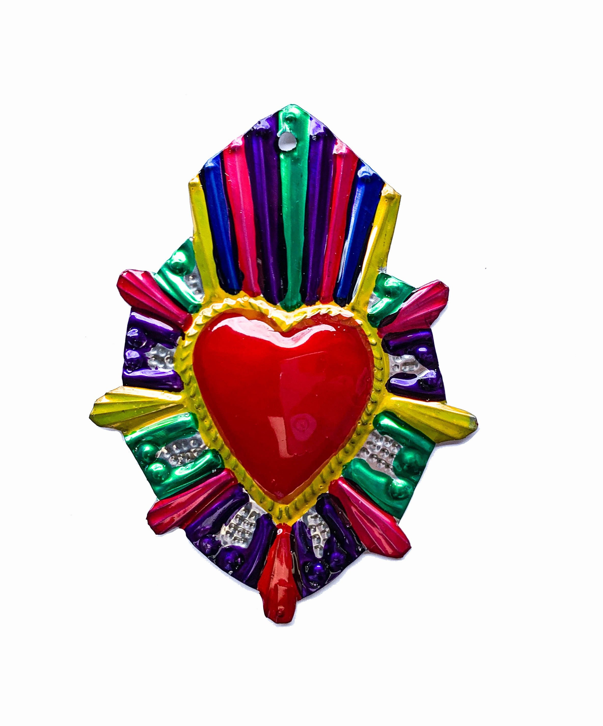 Corazón decorativo de hojalata multicolor grande