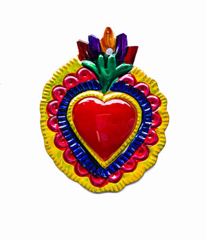 Corazón decorativo de hojalata multicolor mediano