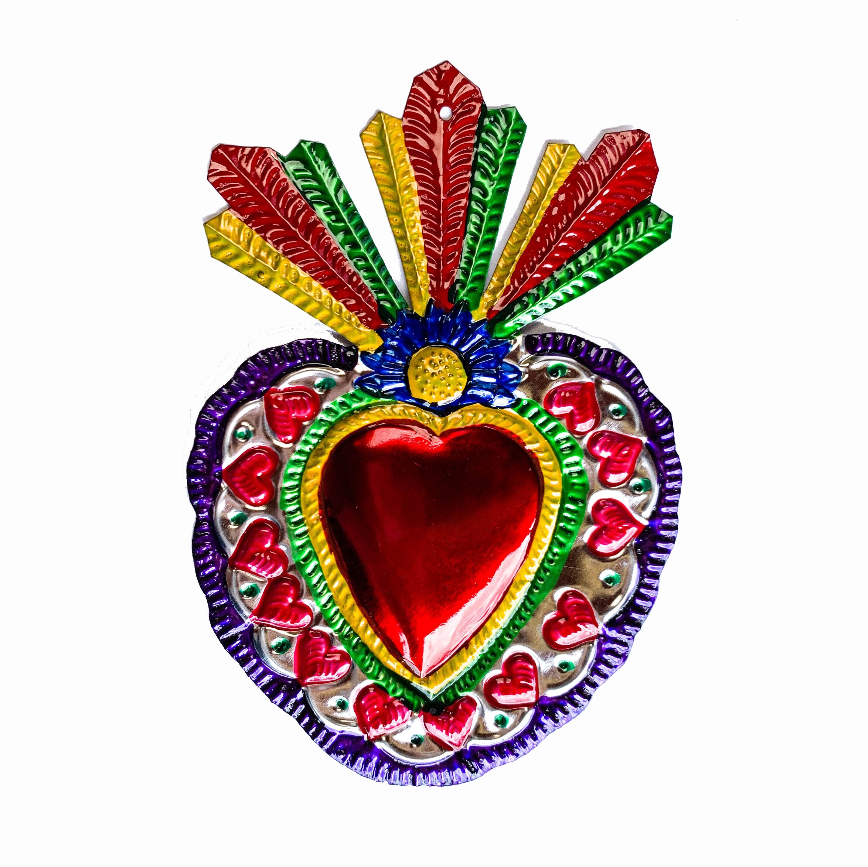 Corazón decorativo de hojalata multicolor chico